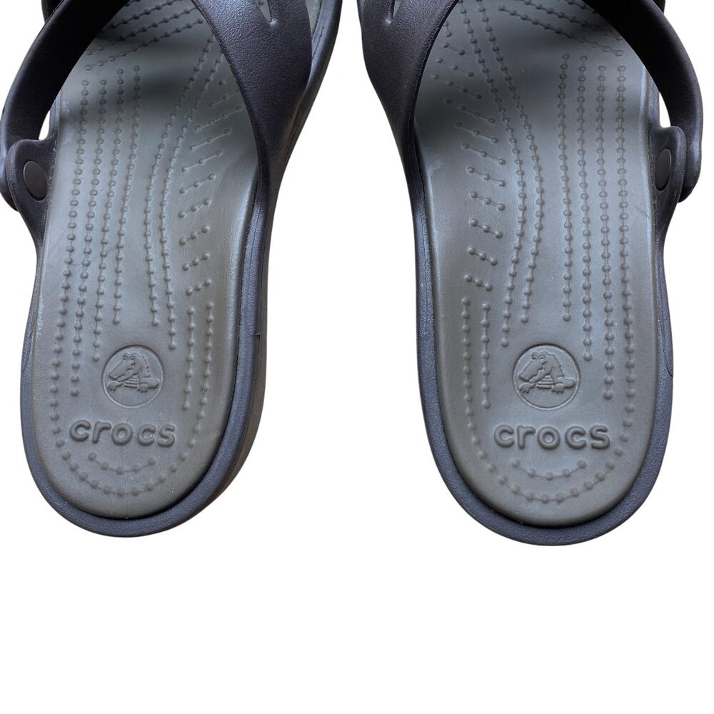 Crocs Patricia II Wedge Sandals Strappy Slip On Brown Comfort Travel Beach-8 - Picture 7 of 15
